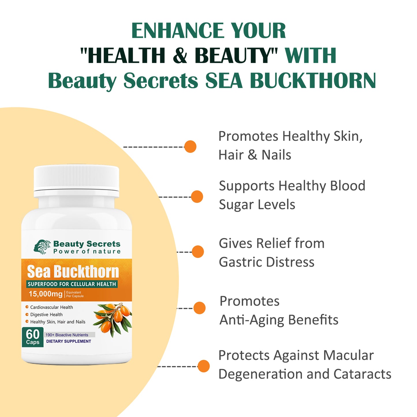 Beauty Secrets Sea Buckthorn Capsules (Pack of 60)