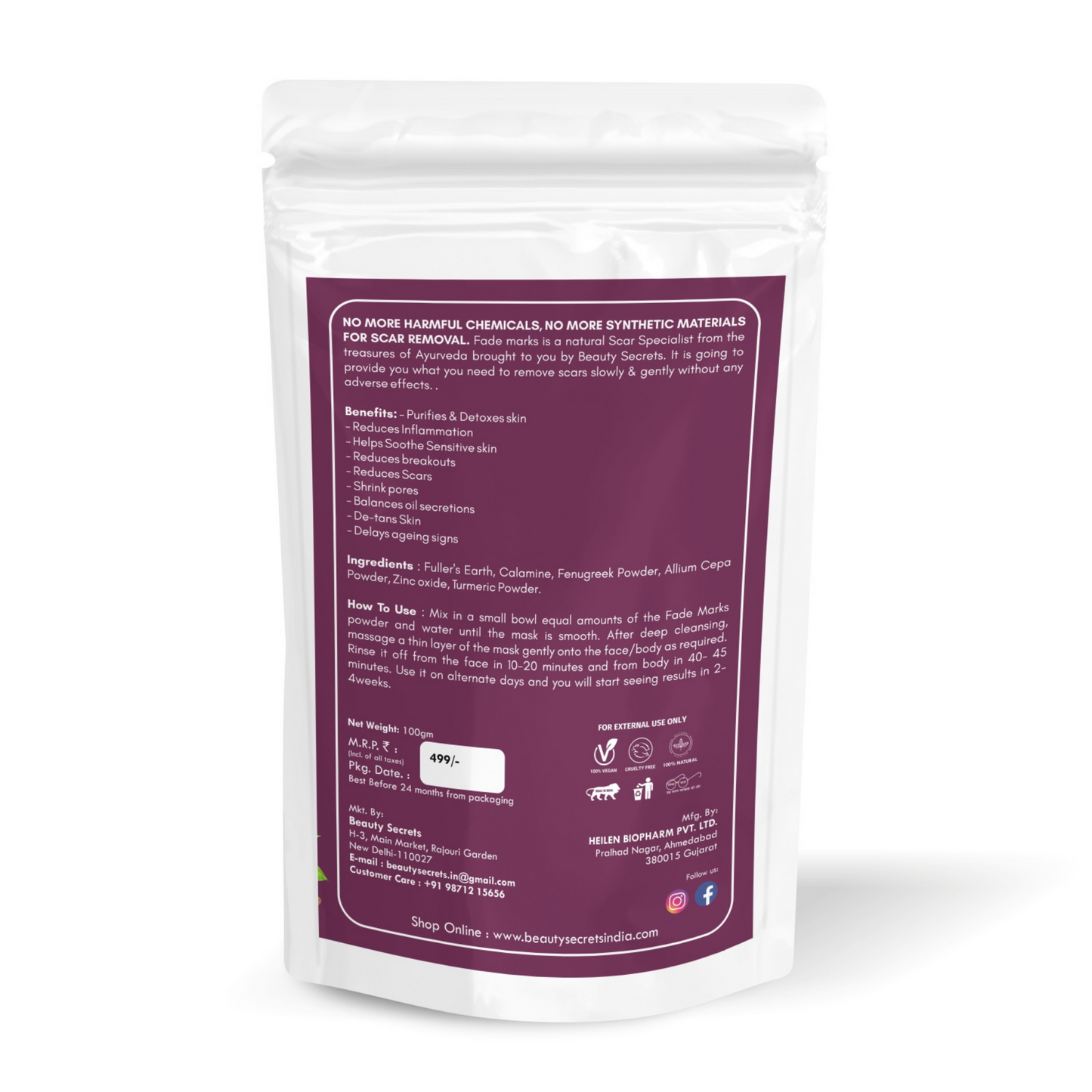 FADE MARKS : LIGHTEN YOUR SCARS NATURALLY ANTI SCAR DIY FACE AND BODY MASK