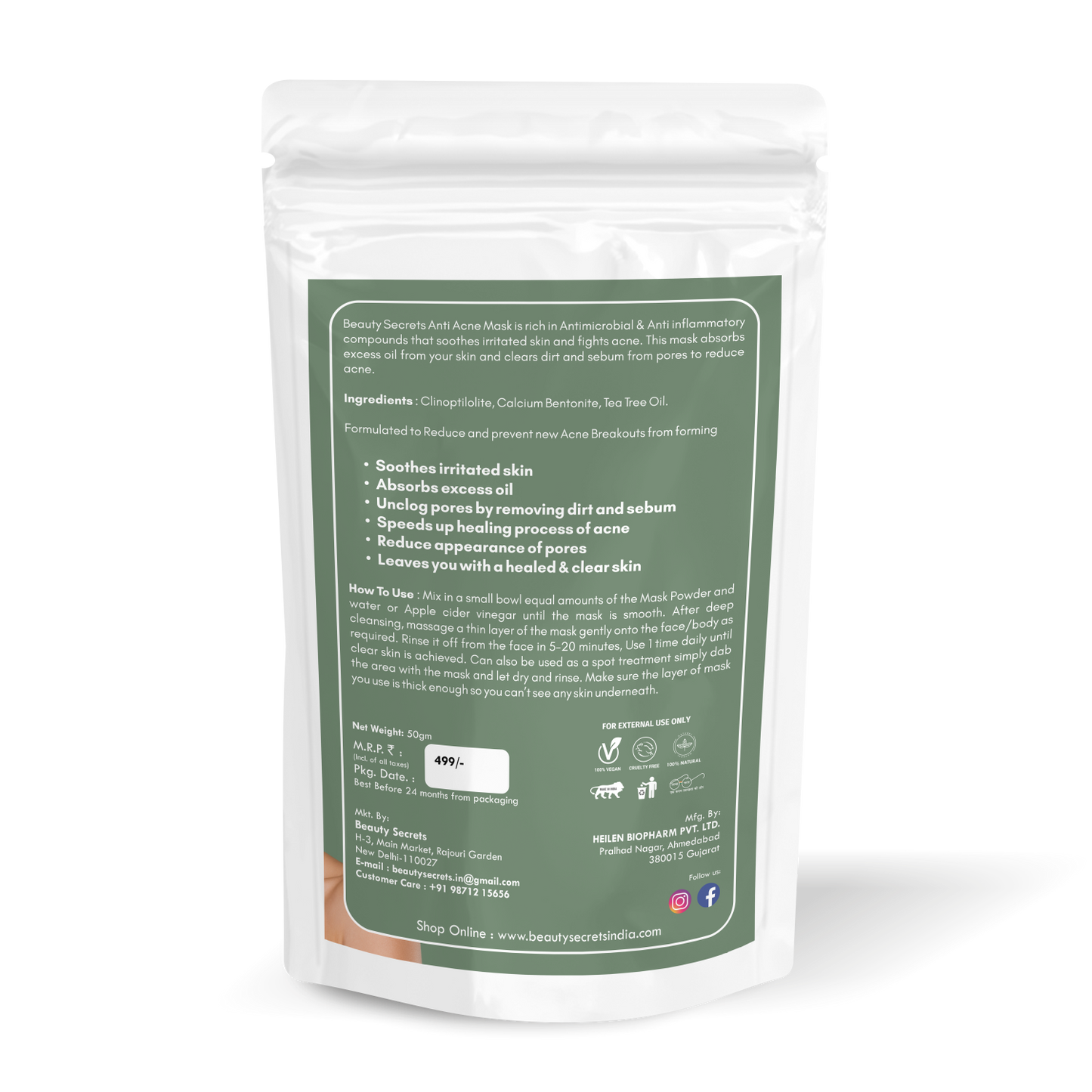 ANTI ACNE FACE MASK FOR PURIFYING AND DETOXIFYING