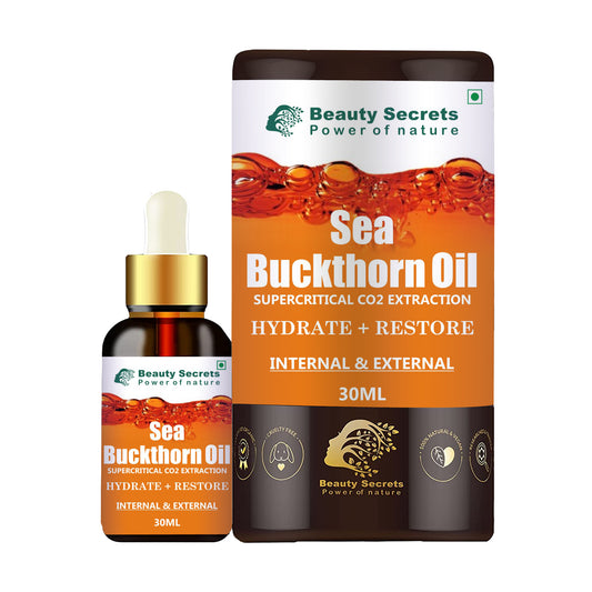 Beauty Secrets Organic Sea Buckthorn Berry Oil 30 ML | CO2 Extracted Seabuckthorn Whole Fruit Oil | Rich in Omega 7, Vitamin C and Antioxidants | For Skin Hydration and Elasticity